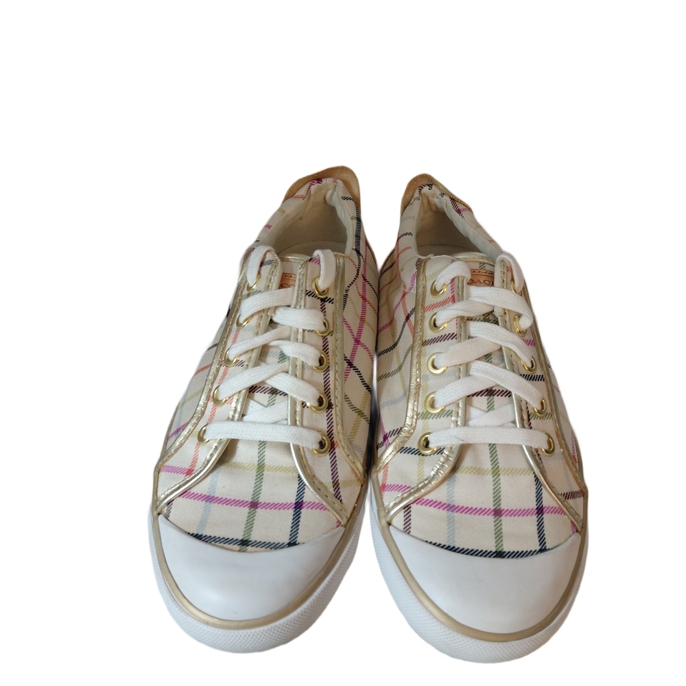 Coach Barrett Tattersal Plaid Sneakers Women'svsize 8 B Multicolor Canvas Shoes